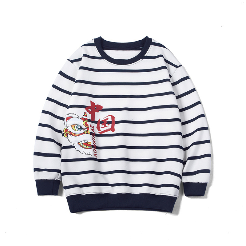 Picture of European point children's clothing spring Korean new children's sweater middle children's national fashion printed top boys long sleeve base shirt
