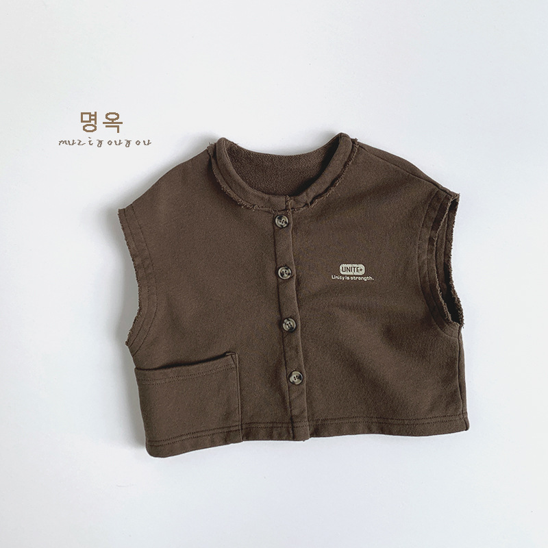Picture of Simple and Trendy ~ Boys and Girls Vest 2025 Spring New Versatile Korean Style Sleeveless Jacket for Babies Aged 3-4-5 Children's Wholesale