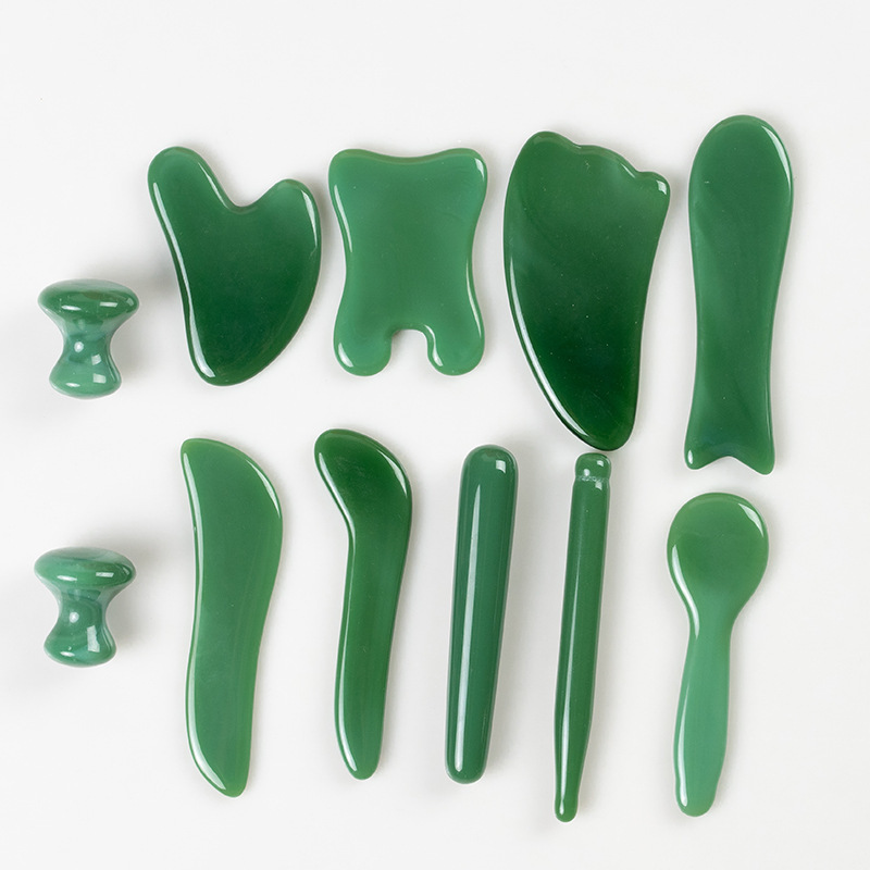 Picture of Green Synthetic Jade Scraping Massage Board Beauty Pulling Stick Beauty Salon Home Face Face Eye Whole Body