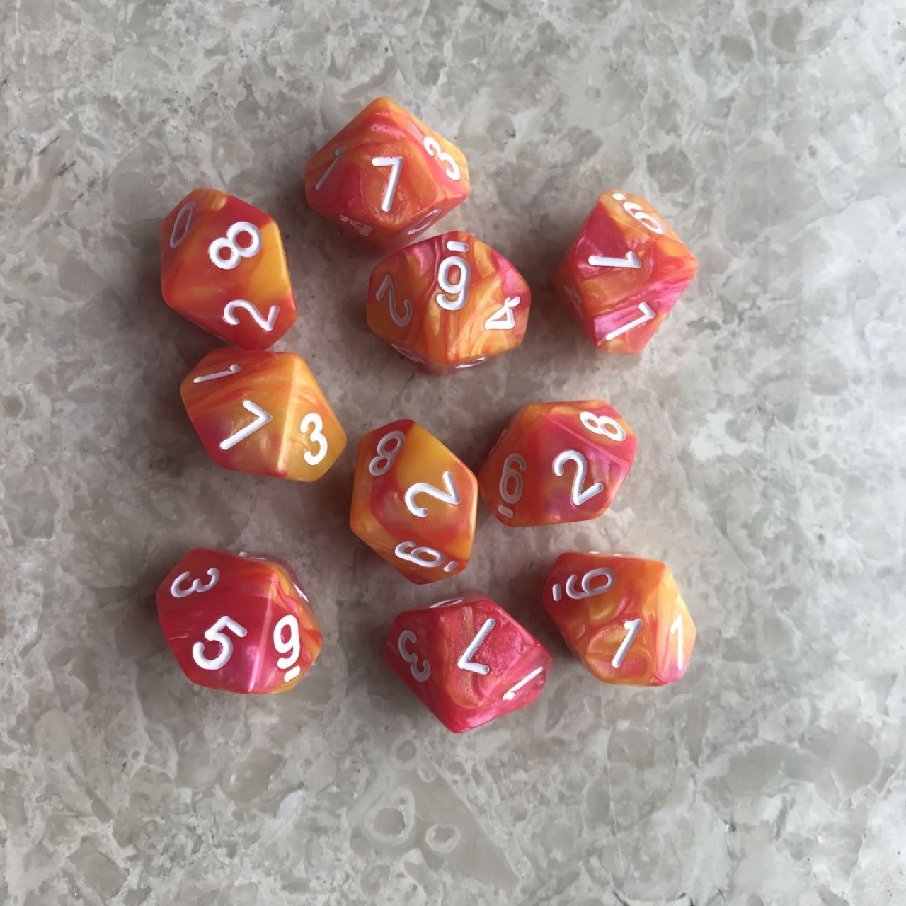 Picture of 10 Two-sided Digital Dice 0-9 Ten-sided Multi-sided Dice Digital Color Dungeons & Dragons Board Game Dice