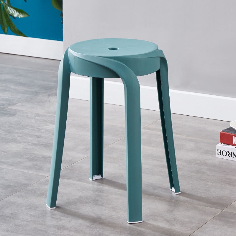 Picture of Modern Dining Table Plastic Round Stool Household Solid Bathroom Stool Living Room Casual High Stool Adult Negotiation Windmill Stool