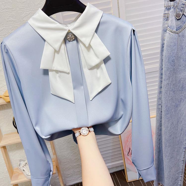 Picture of Small bow tie doll collar shirt women's autumn temperament OL fashion base shirt loose drape ribbon sweet top