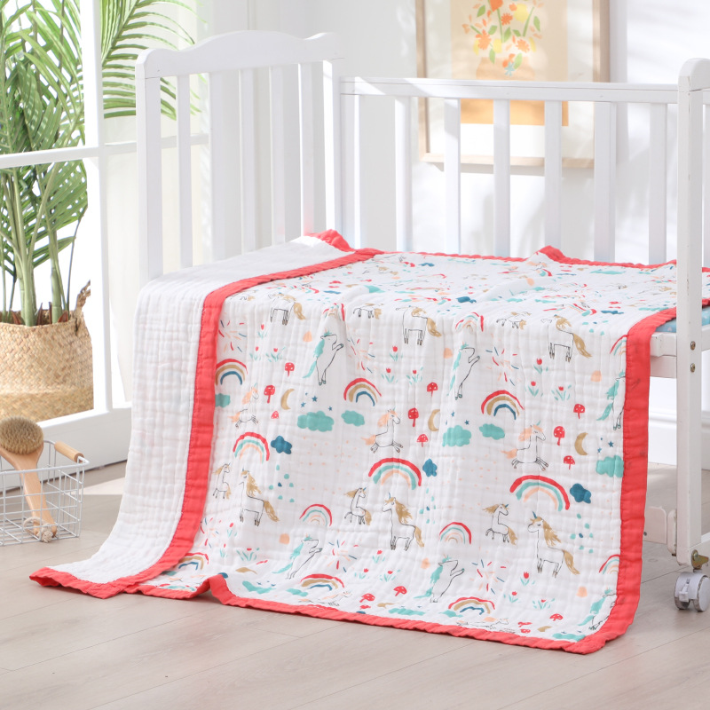 Picture of Six-layer gauze cotton children's quilt cartoon printing baby bath towel thick absorbent factory wholesale summer quilt