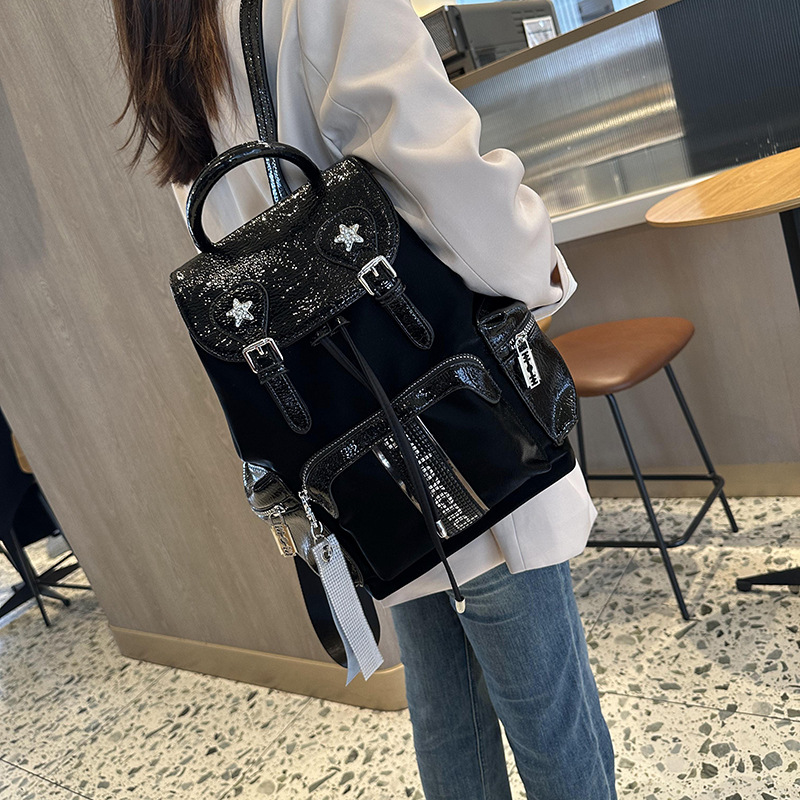 Picture of Western Internet Celebrity Backpack Women's 2025 New Soft Leather Casual Versatile Fashion Backpack Large Capacity Drawstring Travel Bag