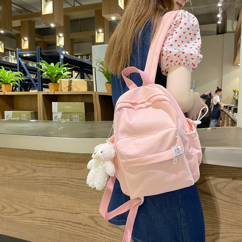 Picture of 2023 new candy color student schoolbag Japanese style fresh Girl backpack personality all-match simple solid color backpack