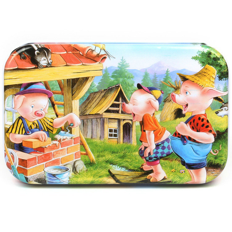 Picture of 60 pieces iron box puzzle children's educational kindergarten early education cartoon wooden puzzle toy generation
