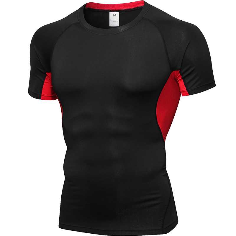 Picture of Sports Fitness Clothing Short-Sleeved Men's Running Basketball Bodysuit Training Track and Field Quick-Drying Sweat-Wicking Breathable Mesh Elastic Top