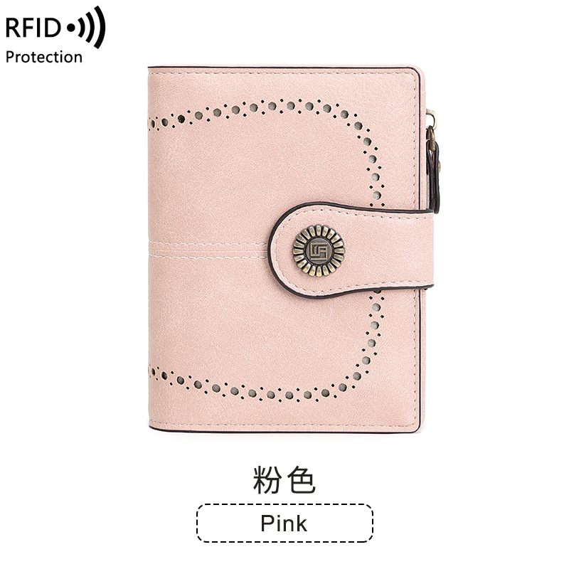 Picture of Wallet Women's Fashion Cross-Border Rfid Anti-Magnetic Wallet Short Zipper Buckle Wallet European and American New Large Capacity Women