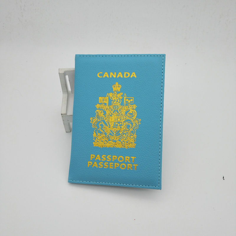 Picture of PU material open two-fold Canadian passport holder multi-color optional ID passport leather protective cover