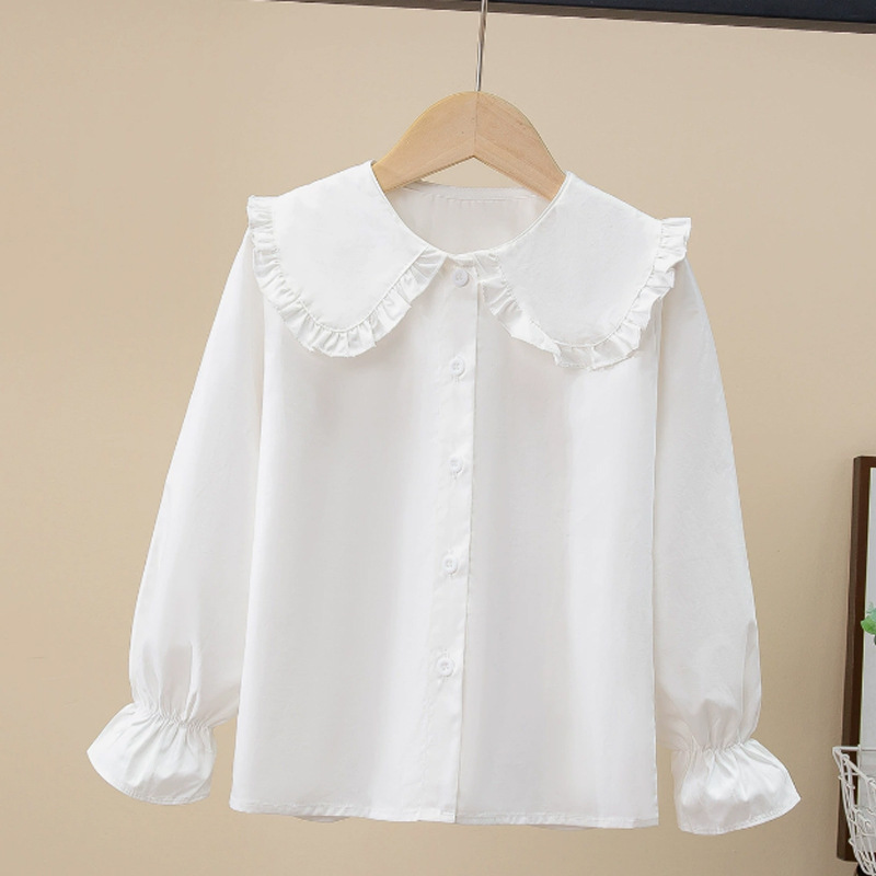 Picture of Shirt lace white girl's bottoming shirt top middle and small children's clothing student long sleeve middle and big children's inner wear overseas