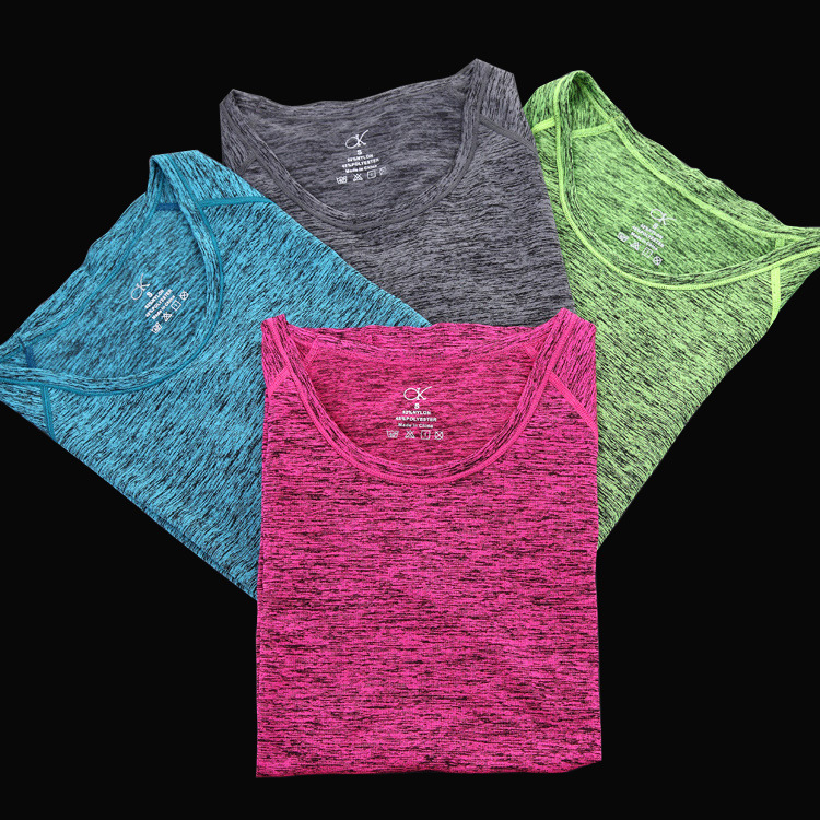 Cross-border popular sports short-sleeved T-shirt Women's Running stretch breathable quick-drying sweat-wicking spring and summer fitness section dyed yoga clothes