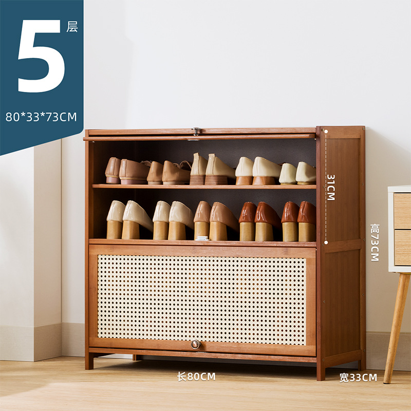 Picture of Rattan-like Shoe Cabinet Household Door Simple Shoe Rack Economical Storage Indoor Good-looking Storage Multi-layer Dustproof Dormitory