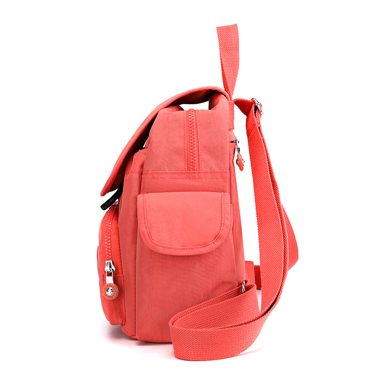 Picture of New multi-pocket women's backpack lightweight waterproof nylon cloth bag versatile candy color student schoolbag commuter bag