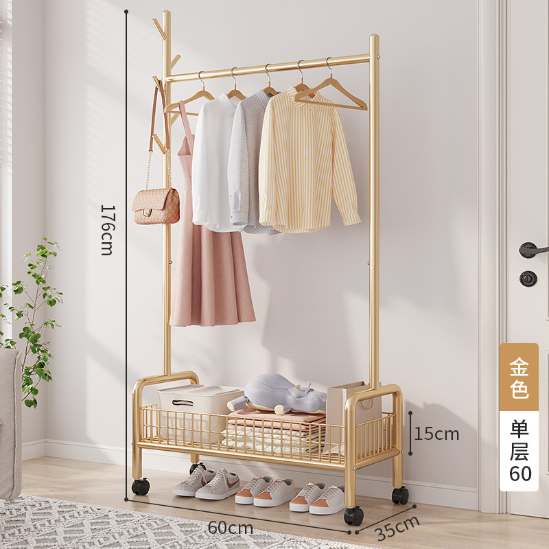 Picture of Simple clothes hanger floor folding indoor balcony bedroom clothes hanger indoor coat rack bedside clothes hanging artifact
