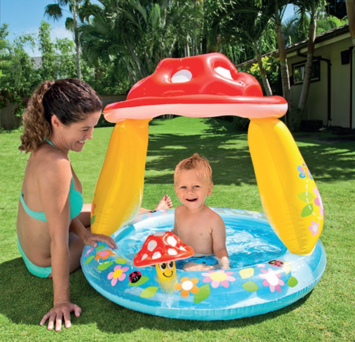Picture of Children's slide pool sunshade swimming pool alligator fountain mushroom water inflatable play house baby ball pool