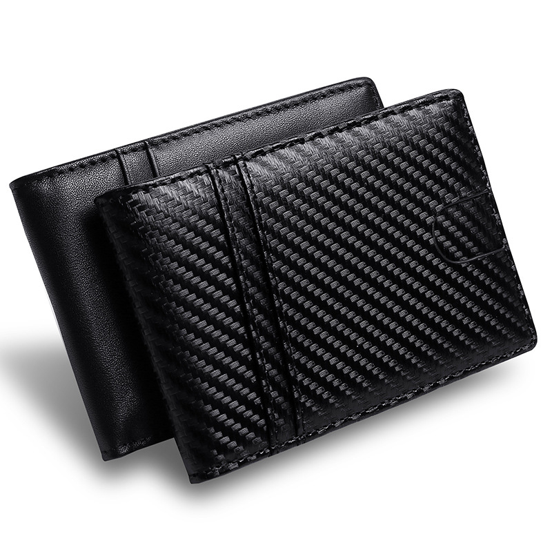 Picture of Amazon Anti-theft RFID Leather Wallet Airtag Apple Location Tracker Wallet Carbon Fiber Gold Clip Men