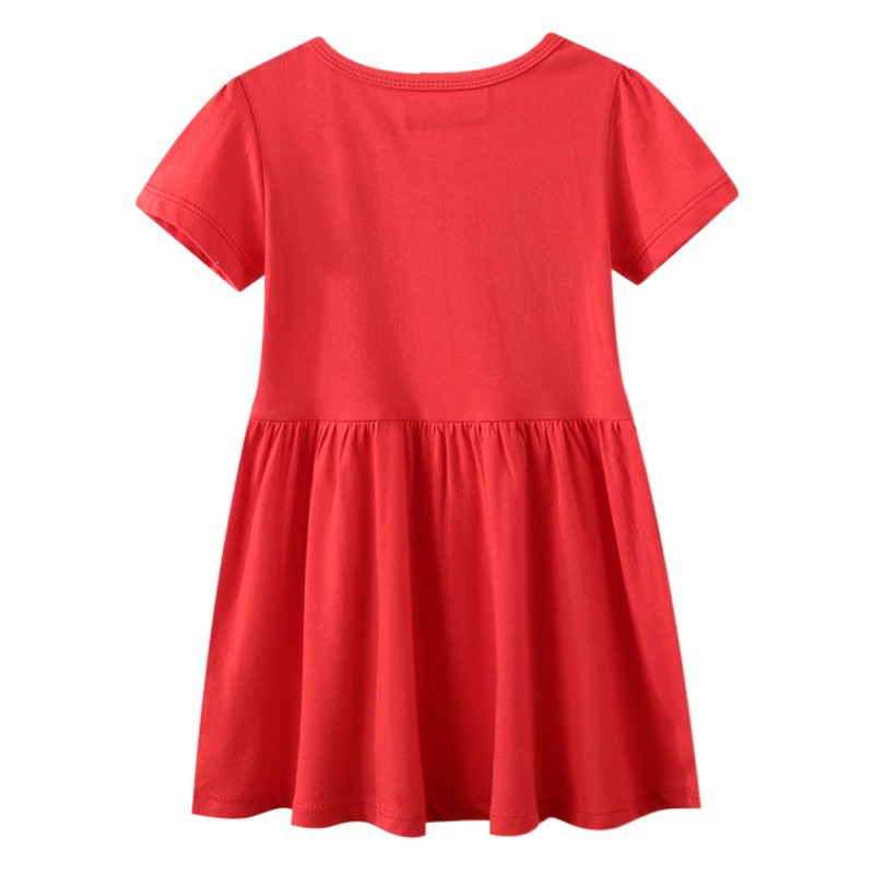 Jumping Kidsren's Clothing Spring and Summer New Girls' Dresses Short-Sleeved Knitted Kidsren's Skirts Summer Dresses Distribution and Delivery