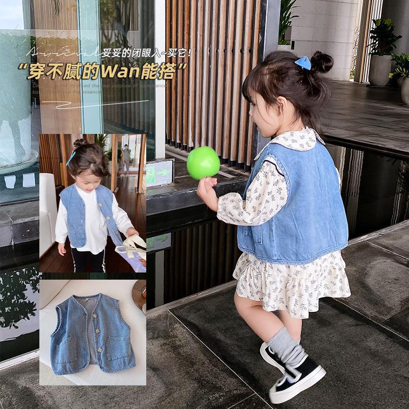 Picture of Children's Denim Vest 2023 New Autumn Fashion Women's Treasure Foreign Style Outer Wear Vest Boy's Handsome Waistcoat
