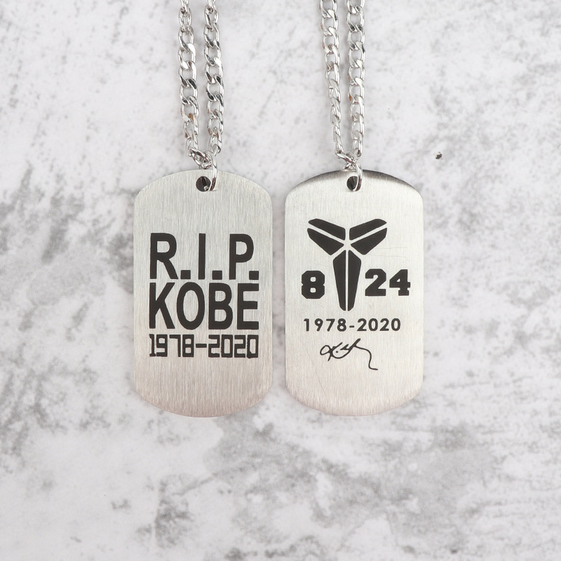 Picture of Necklace Kobe James Curry Owen Basketball Star logo Titanium Steel Necklace Pendant Commemorative Machinable Engraving