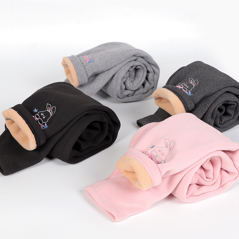 Picture of Girls' leggings spring and autumn outdoor wear 2023 New 2-year-old 3 autumn clothes 4 Western style 5 fleece-lined baby Winter Children's pants