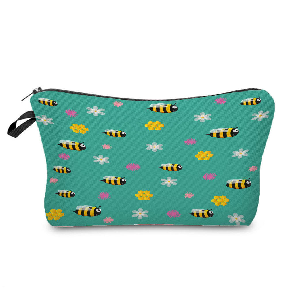Picture of New arrival cute industrious Bee Printing cosmetic bag dumpling bag lipstick dumpling-shaped bag