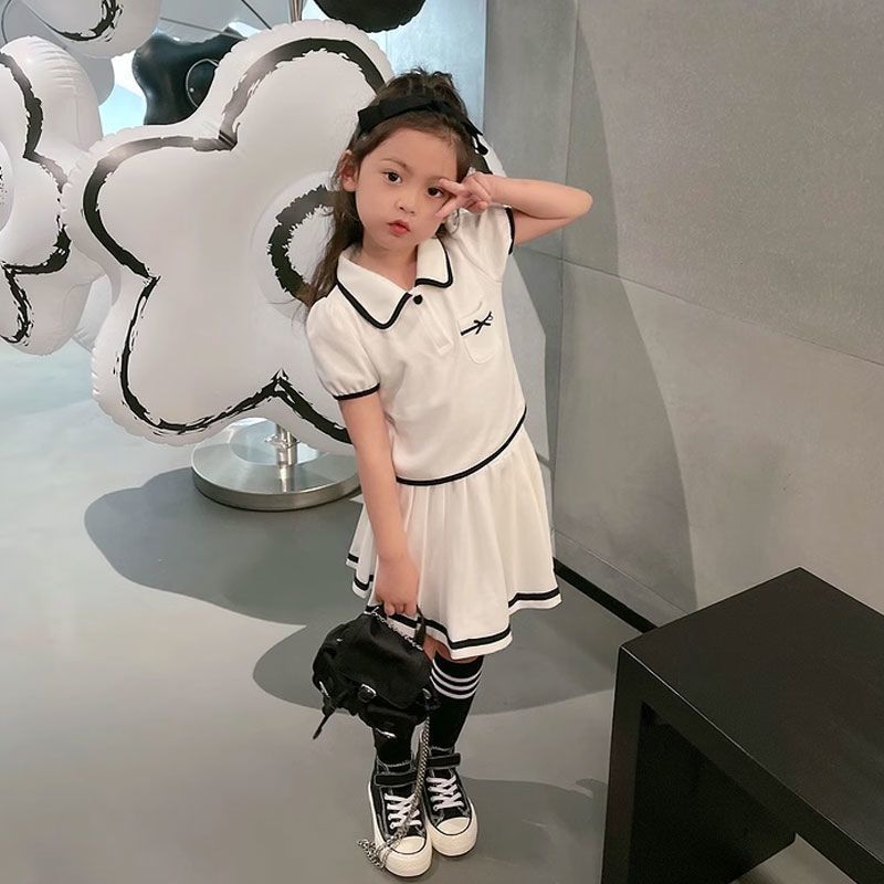 Picture of Children's Casual Suit 2025 Summer New Fashion Girls Sportswear Short-Sleeved Skirt Two-Piece Set Thin Trendy