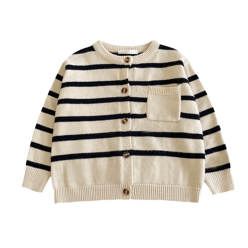 Picture of Children's Wear Children's Soft Waxy Striped Sweater Cardigan for Boys and Girls Baby Spring and Autumn New All-match Western Style Knitted Jacket Trendy