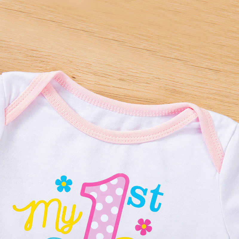 Picture of Children's Clothing Baby Easter Party Dress up 4-Piece Set Printed Letter Egg Four-Color Robe Dress Baby Girl