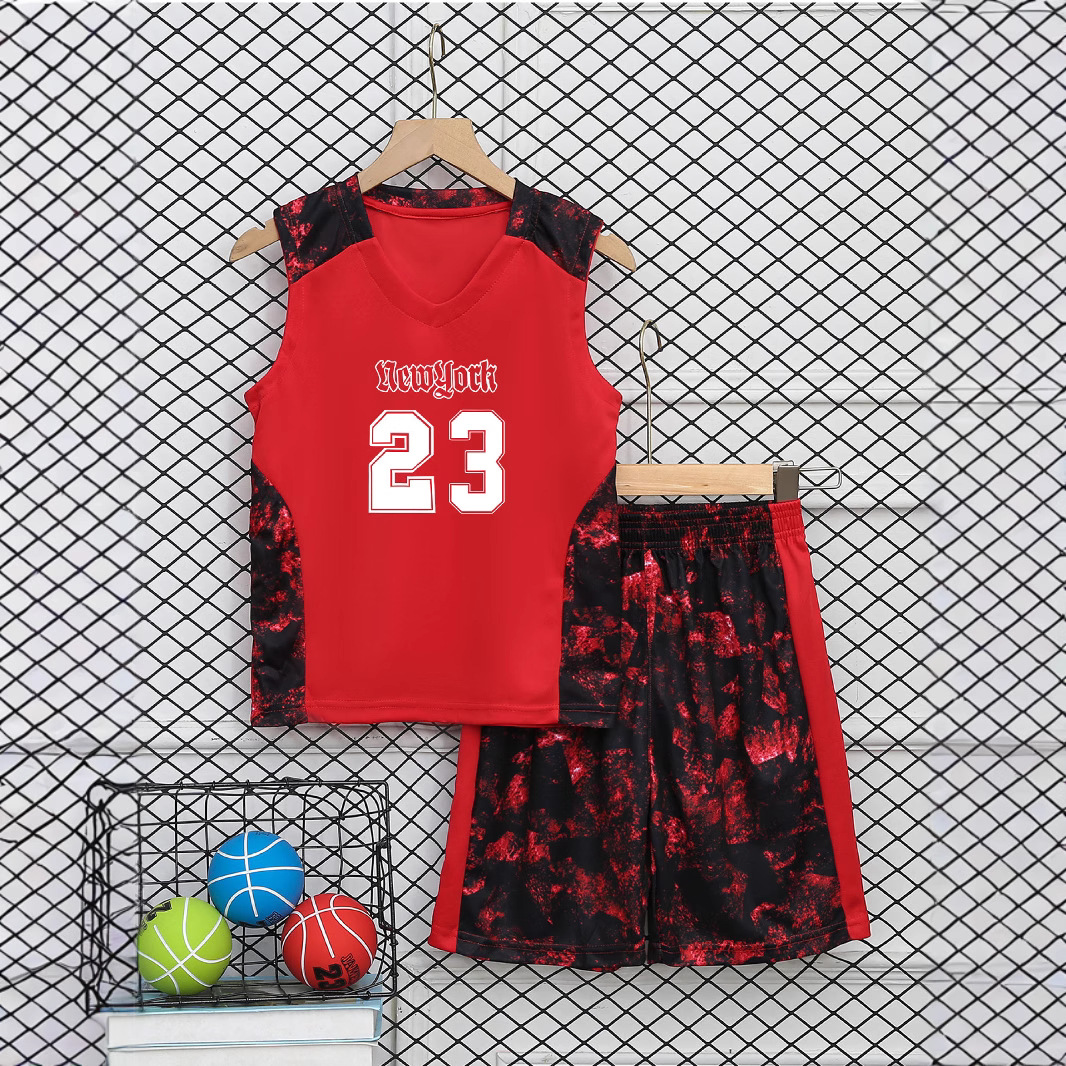 Children's Sportswear Suit, Boy's Summer Vest, Shorts, Two-Piece Mesh Casual Clothing, Cross-Border Tie-Dye Children's Clothing