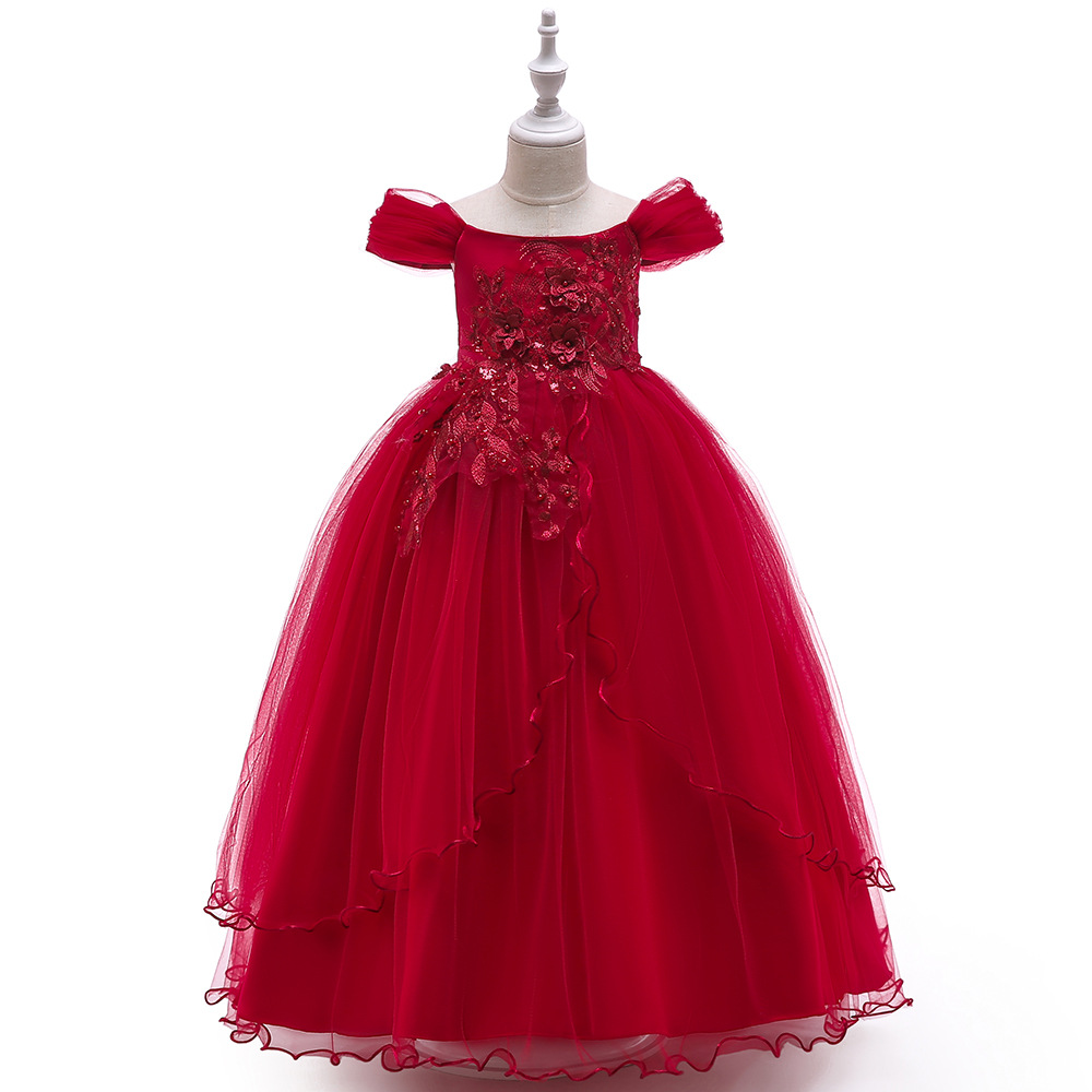 Picture of Foreign trade new girls dress three-dimensional flower dress evening dress Princess dress catwalk host performance clothing wholesale