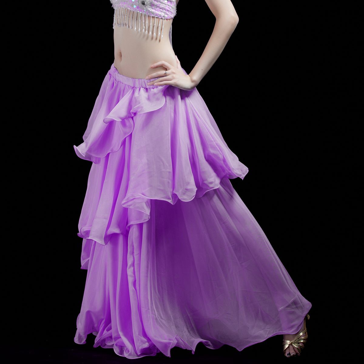 Picture of Dancer spiral skirt chiffon cake skirt belly dance light elegant skirt source factory primary source