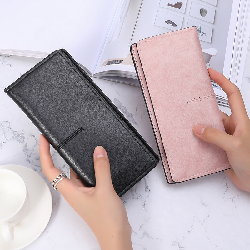 Picture of Korean Style Wallet Women's Long Solid Color Simple Thin Wallet Multi-Card Anti-degaussing Retro Change Clutch Bag for Women