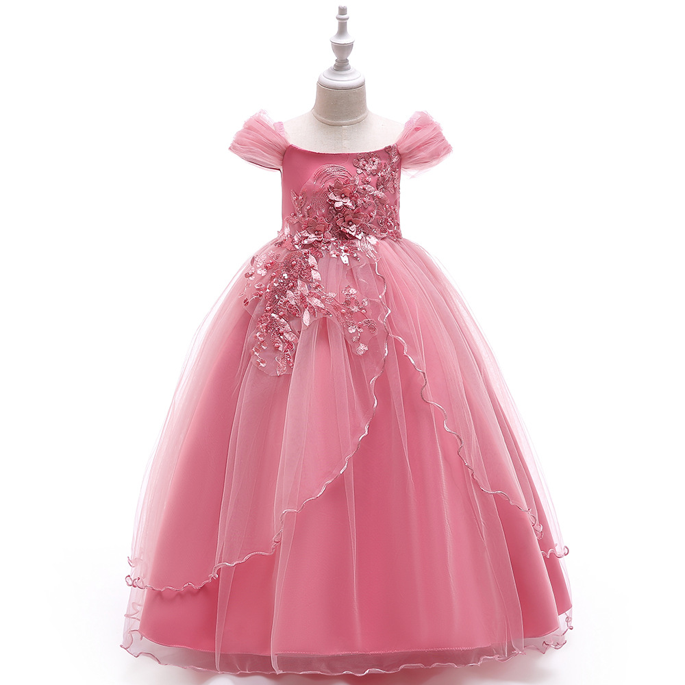 Picture of Foreign trade new girls dress three-dimensional flower dress evening dress Princess dress catwalk host performance clothing wholesale