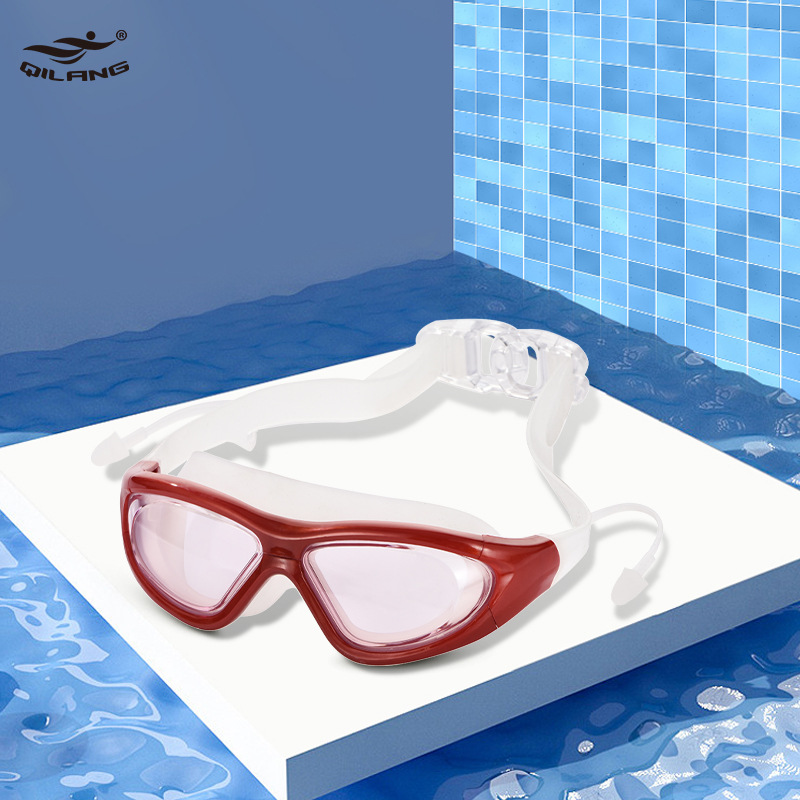 Picture of Qi Lang diving glasses waterproof anti-fog swimming goggles large frame adult unisex professional racing training swimming goggles