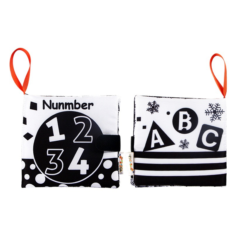 Aipinqi New Baby Cloth Book Black and White Digital Early Teaching Baby Tear Not to Rip with Ring Paper Toy Book in stock