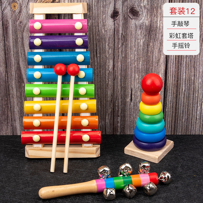 Picture of Percussion Musical Instruments Infants 0-1-2 Years Old Music Enlightenment Wooden Eight-tone Accordion Educational Music Toys