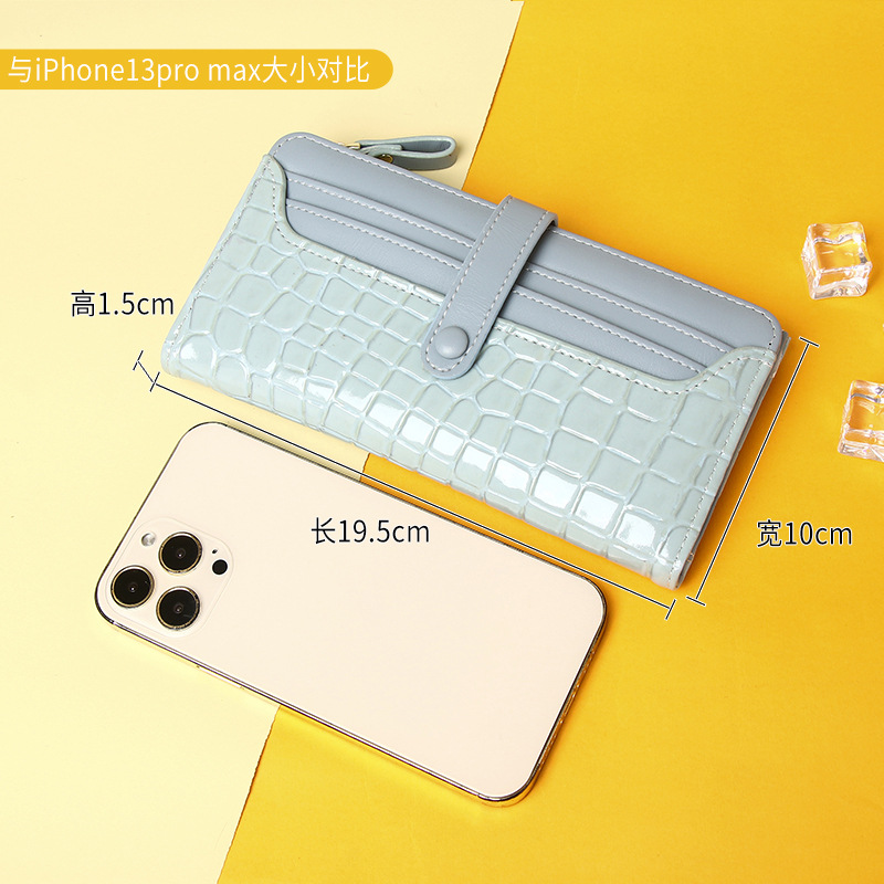 Picture of Cross-Border New Wallet Crocodile Pattern Zipper Multi-Card Slot Solid Color Simple Wallet Long High-End Large-Capacity Wallet