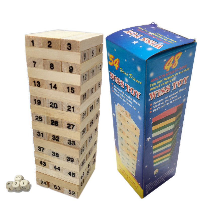 Picture of 54 Pack Color Children's Stacked High Building Blocks Assembled Large Digital Layered Suction Wooden Toy