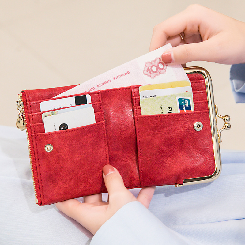 Picture of Cross-Border short wallet women's 2023 new clip coin purse retro multi-functional folding wallet card bag for women