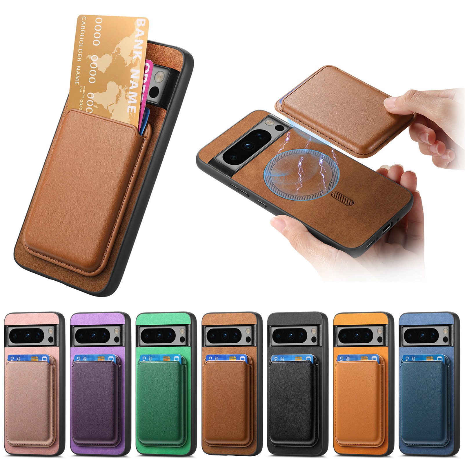 Cross-Border Applicable Google Pixel9A Mobile Phone Case Magnetic Separation Card Holder Google Pixel10Pro Protective Cover