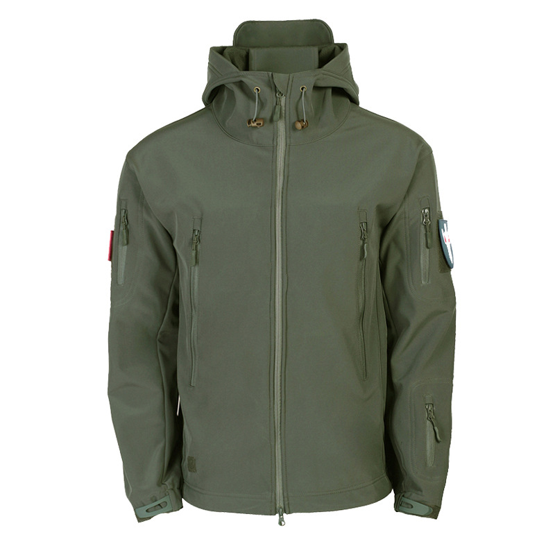 Picture of Shark skin soft shell jacket men's winter fishing clothing waterproof fleece riding mountaineering clothing breathable windproof coat autumn