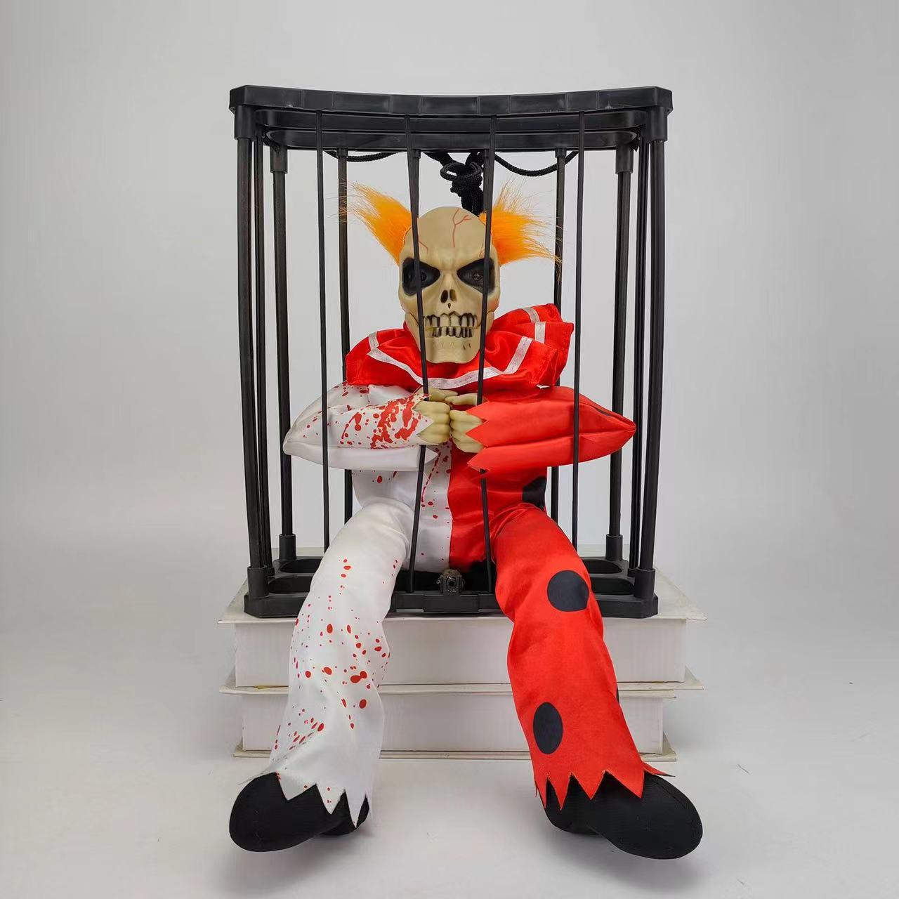 Picture of Halloween bewitched the whole person toy Cage Ghost Cage Ghost Luminous Ghost called Voice Control hanging ghost Halloween day decoration Road