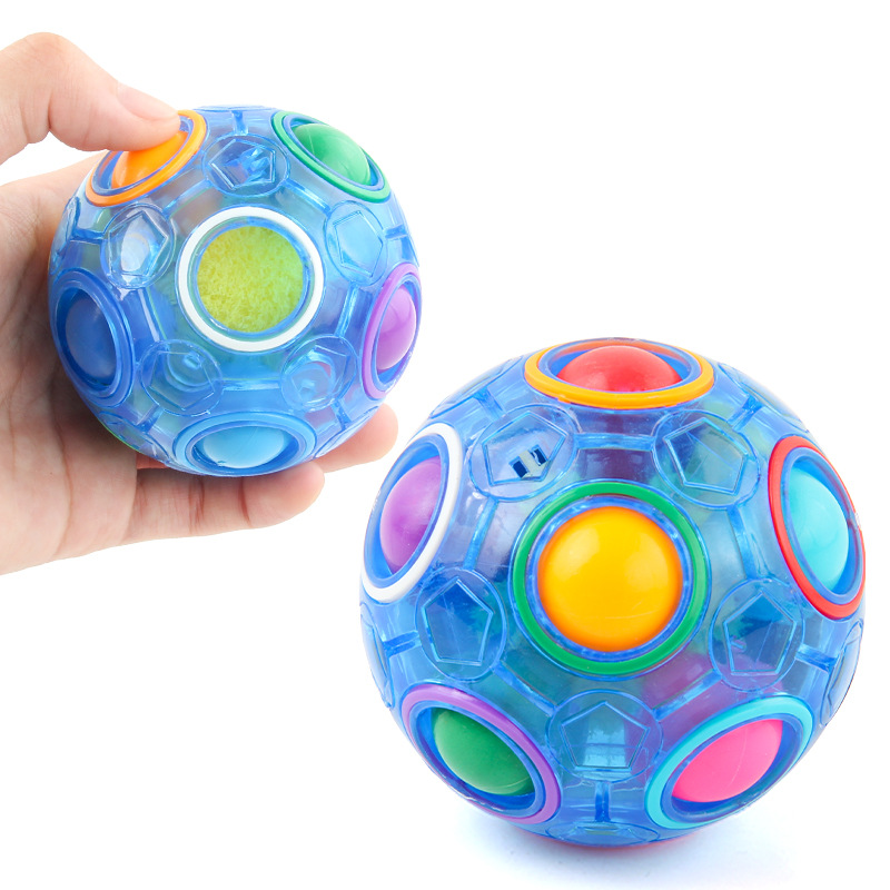 Picture of Cross-border Amazon Rainbow Ball Decompression Spinning Top Children's Educational Round Twelve-hole Mixed Color Magic Ball Toy