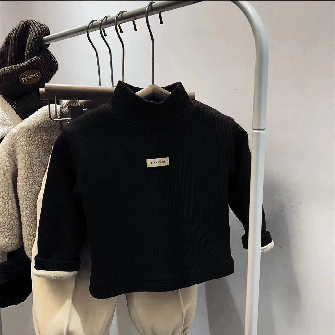 Picture of 2024 New Baby Thickeneded Half Turtleneck T-Shirt Winter Korean Style Bottoming Shirt for Boys and Girls Fleece-Lined Warm Style Top