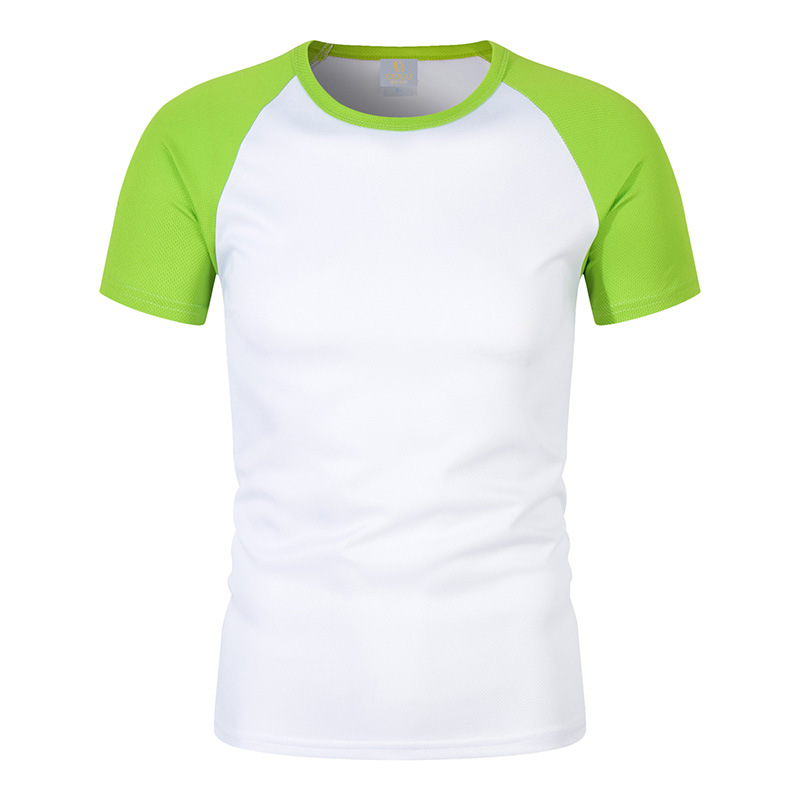 Picture of 180g Quick-drying Mesh Shoulder Contrast Crewneck T-shirt Men's and Women's Summer Leisure T-shirt Support LOGO Printing