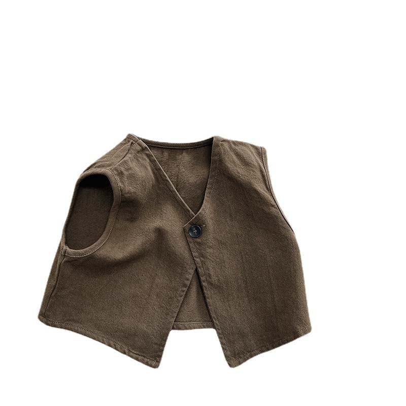 Picture of Jane Chao Feng ~ Spring and Autumn New Boys and Girls Japanese Korean Style Waistcoat Children's Retro Simple All-match Vest