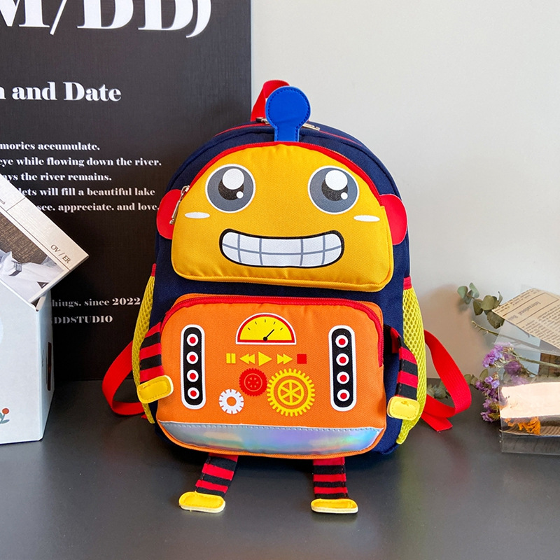 Children's trendy large-capacity schoolbag boys and girls kindergarten anti-loss bag 2-6 years old super cute robot schoolbag