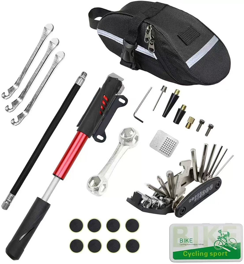 Picture of Bicycle back bag tail bag riding equipment saddle bag tool kit bicycle maintenance tool set 13196