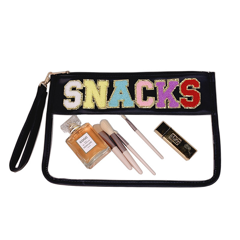 Picture of Amazon Explosions Embroidered Letters Cosmetic Bag PVC Transparent Zipper Bag Waterproof Portable Washes Storage Bag Cross-border