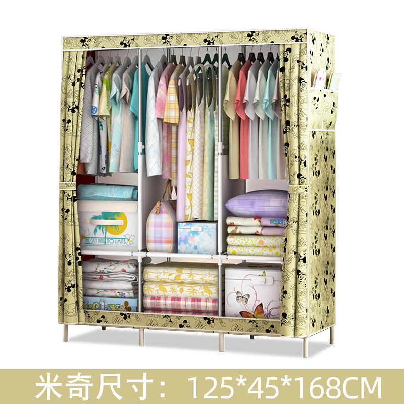 Picture of Ya Ruifan Reinforced Simple Cloth Wardrobe Storage Closet Dustproof Wardrobe Dormitory Steel Frame Reinforced Simple Modern Combination